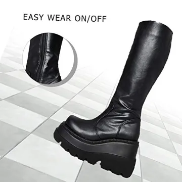 CELNEPHO Womens Stylish High Platform Combat Boots