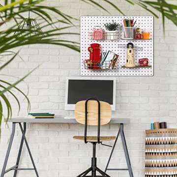 8 Pieces Pegboard Baskets Pegboard Bins Peg Board Racks Wire Peg Board Shelf Wall Organizer Attachments for Organizing Various Tools Workbench Accessories Garage Storage(Gold,S, M, L, XL)