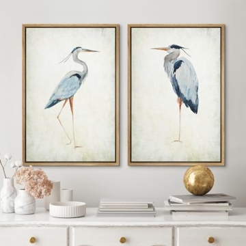 MUDECOR Framed Canvas Art Heron Bird Illustrations 16x24