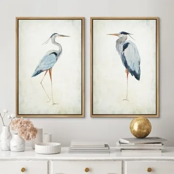 MUDECOR Framed Canvas Art Heron Bird Illustrations 16x24
