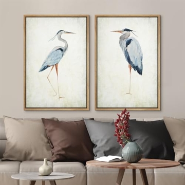 MUDECOR Framed Canvas Art Heron Bird Illustrations 16x24
