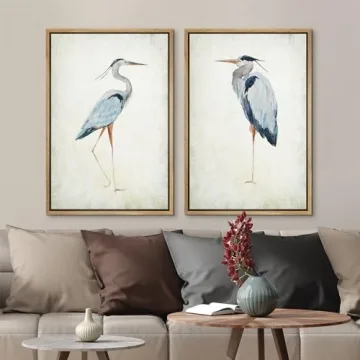 MUDECOR Framed Canvas Art Heron Bird Illustrations 16x24