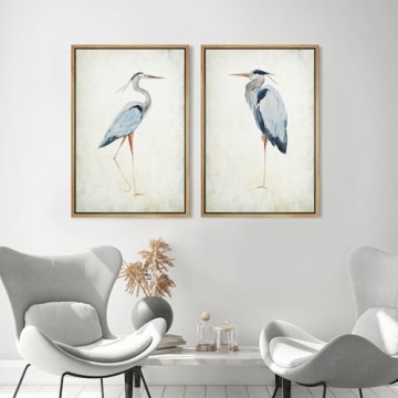 MUDECOR Framed Canvas Art Heron Bird Illustrations 16x24
