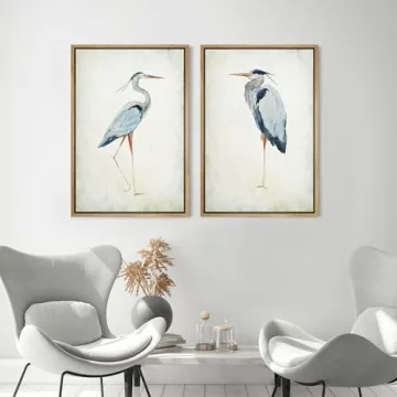 MUDECOR Framed Canvas Art Heron Bird Illustrations 16x24