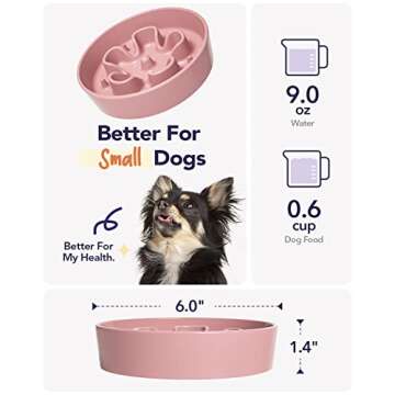 LE TAUCI Ceramic Slow Feeder Dog Bowls Small Breed, 0.6 Cups Dog Food Dish for Fast Eaters, Puzzle Bowl for Small Dogs and Cats,Pink
