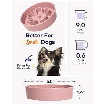 LE TAUCI Ceramic Slow Feeder Dog Bowls Small Breed, 0.6 Cups Dog Food Dish for Fast Eaters, Puzzle Bowl for Small Dogs and Cats,Pink