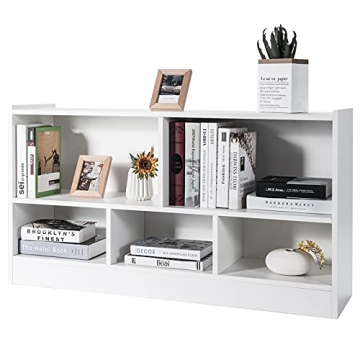 Tangkula 5 Cube Bookcase White Storage Shelf Organizer