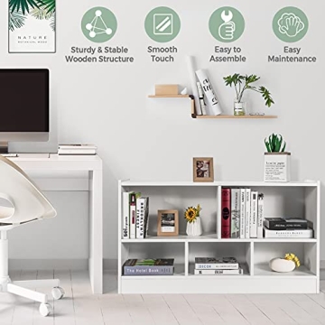 Tangkula 5 Cube Bookcase White Storage Shelf Organizer