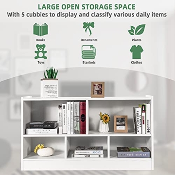 Tangkula 5 Cube Bookcase White Storage Shelf Organizer