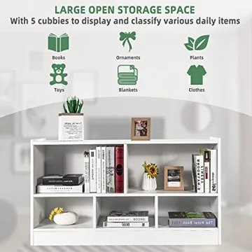 Tangkula 5 Cube Bookcase White Storage Shelf Organizer