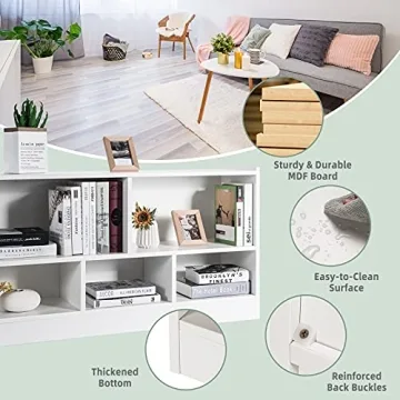 Tangkula 5 Cube Bookcase White Storage Shelf Organizer