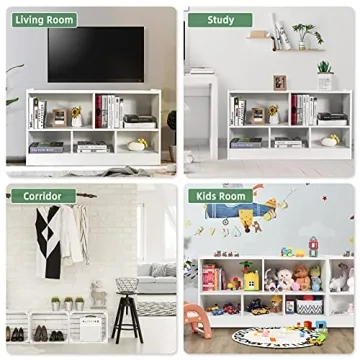 Tangkula 5 Cube Bookcase White Storage Shelf Organizer