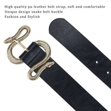 Chic Taffeta Alley Black Leather Belts for Women - 120cm