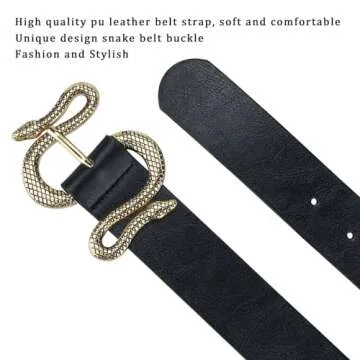 Chic Taffeta Alley Black Leather Belts for Women - 120cm