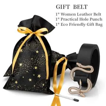 Chic Taffeta Alley Black Leather Belts for Women - 120cm