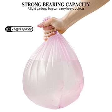 5 Rolls Small Trash Bags - 100 Counts Durable 4 Gallon Small Garbage Bags for home office kitchen Bathroom Bedroom Trash Can liners（Pink）