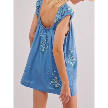 Loafawes Floral Embroidered Dress for Summer Fun