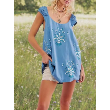 Loafawes Floral Embroidered Dress for Summer Fun