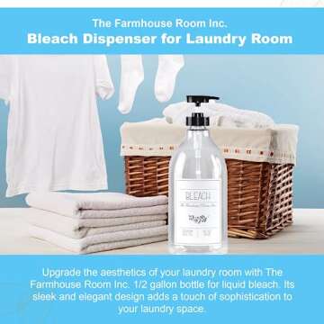 The Farmhouse Room Inc. Bleach Dispenser for Laundry Room - Pump Bottle Dispenser for Liquid Bleach ...