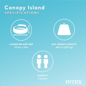 INTEX 58292EP Canopy Island Inflatable Pool Float: Comfortable Lounge Surface – Built-in Cup Holders – Detachable Sunshade – 440lb Max Weight Capacity – 78.5" x 59"