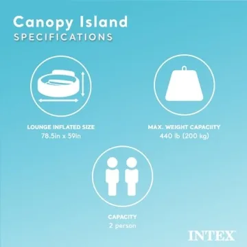 INTEX 58292EP Canopy Island Inflatable Pool Float: Comfortable Lounge Surface – Built-in Cup Holders – Detachable Sunshade – 440lb Max Weight Capacity – 78.5" x 59"