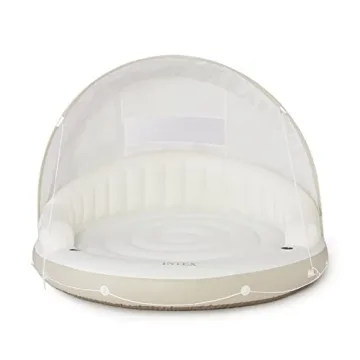 INTEX 58292EP Canopy Island Inflatable Pool Float: Comfortable Lounge Surface – Built-in Cup Holders – Detachable Sunshade – 440lb Max Weight Capacity – 78.5" x 59"