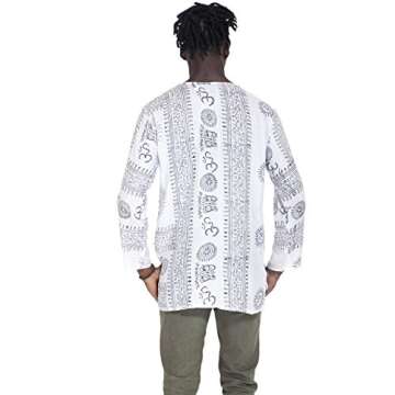 Lakhays uinisex om Mantra Indian kurtaTop-White-XLarge