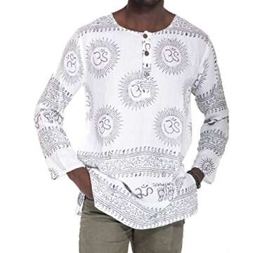 Lakhays uinisex om Mantra Indian kurtaTop-White-XLarge