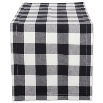 DII Buffalo Check Collection Classic Farmhouse Table Runner - 14x72, Black & White
