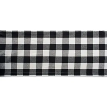DII Buffalo Check Farmhouse Table Runner, Black & White 14x72