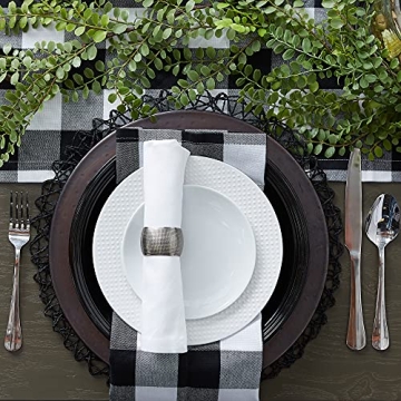 DII Buffalo Check Farmhouse Table Runner, Black & White 14x72