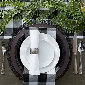 DII Buffalo Check Farmhouse Table Runner, Black & White 14x72
