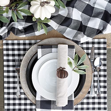 DII Buffalo Check Farmhouse Table Runner, Black & White 14x72
