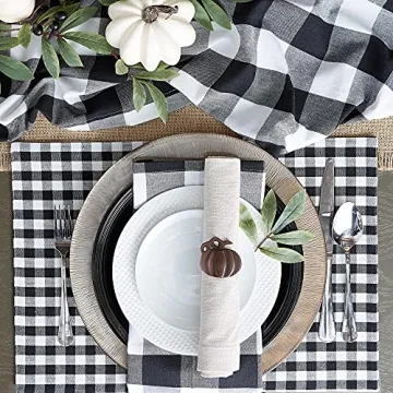 DII Buffalo Check Farmhouse Table Runner, Black & White 14x72