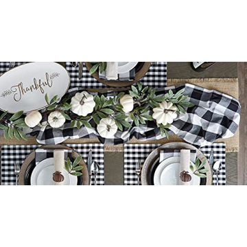 DII Buffalo Check Farmhouse Table Runner, Black & White 14x72