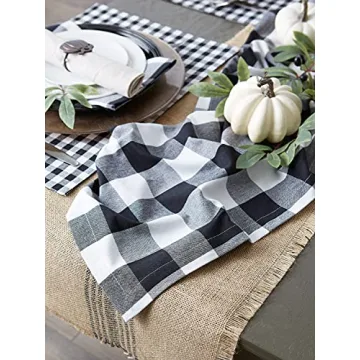DII Buffalo Check Farmhouse Table Runner, Black & White 14x72