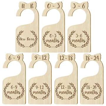 Malihome [Upgraded] Premium Wood Baby Closet Dividers Set of 7 from Newborn to 24 Months Baby Clothe...