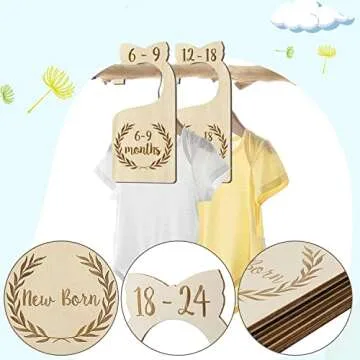 Malihome [Upgraded] Premium Wood Baby Closet Dividers Set of 7 from Newborn to 24 Months Baby Clothes Organizer Nursery Baby Closet Hanger Organizers Decor for Baby Boys or Girls (DoubleSided-1)