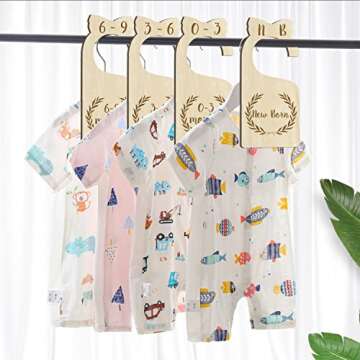 Malihome [Upgraded] Premium Wood Baby Closet Dividers Set of 7 from Newborn to 24 Months Baby Clothes Organizer Nursery Baby Closet Hanger Organizers Decor for Baby Boys or Girls (DoubleSided-1)