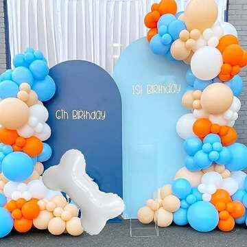 168Pcs Blue Orange Dog Balloons for Celebrations