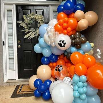 168Pcs Blue Orange Dog Balloons for Celebrations