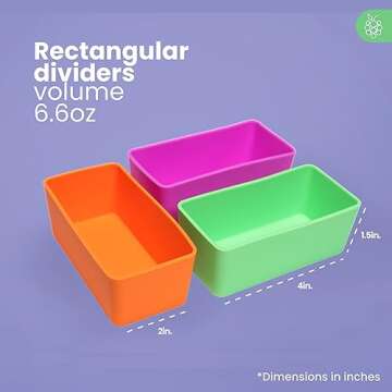 Rectangular Silicone Lunch Box Dividers 3pcs - Bento Box Divider 4"x2"x1.5" - Cupcake Baking Cups - ...