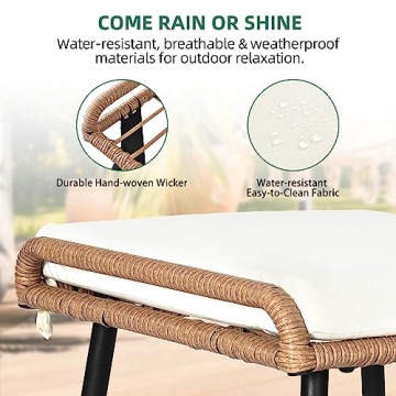 YITAHOME 2-Piece Outdoor Wicker Ottoman Set for Comfort