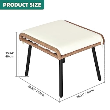 YITAHOME 2-Piece Outdoor Wicker Ottoman Set for Comfort