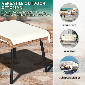 YITAHOME 2-Piece Outdoor Wicker Ottoman Set for Comfort