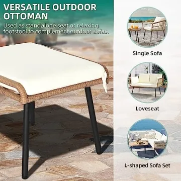 YITAHOME 2-Piece Outdoor Wicker Ottoman Set for Comfort