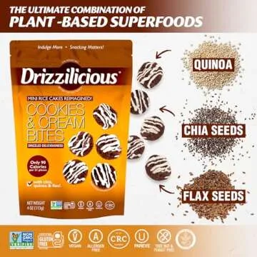 Drizzilicious Mini Rice Cakes Cookies & Cream - Rice Crisps, Healthy Snack for Adults and Kids, Flavored Rice Cakes, Vegan, Gluten Free, Allergen Free, Only 90 Calories Per Serving - 4 oz (Pack of 2)