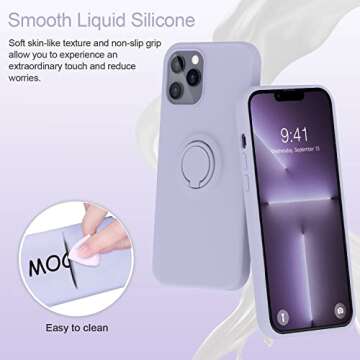 Stylish MOCCA iPhone 13 Pro Case with Ring Stand – Light Purple, Anti-Scratch & Shockproof