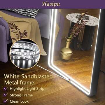 Hasipu 56" x 16" Led Mirror Full Length, Full Length Mirror with Lights Arch Design, Full Body Mirro...