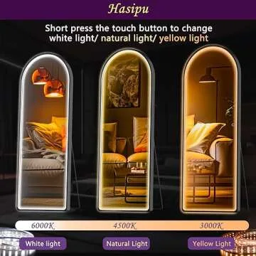 Hasipu 56" x 16" Led Mirror Full Length, Full Length Mirror with Lights Arch Design, Full Body Mirror with Lights, Wall Mounted Mirror Dimming & 3 Color Modes